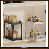 2-Tier Sliding Kitchen Cabinet Organizer Rack